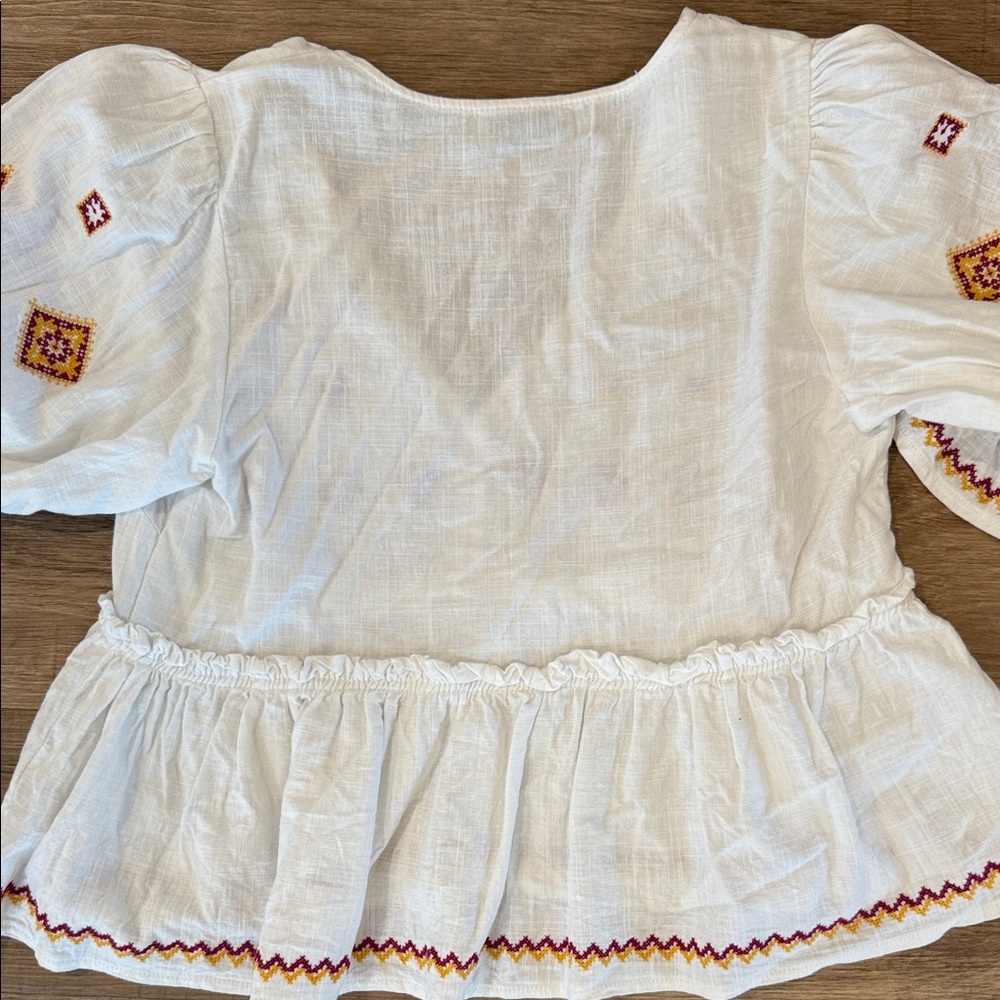 Dawston Embroidered White Boho Top - Picture 11 of 11